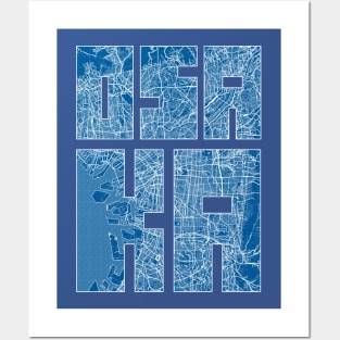 Osaka, Japan City Map Typography - Blueprint Posters and Art